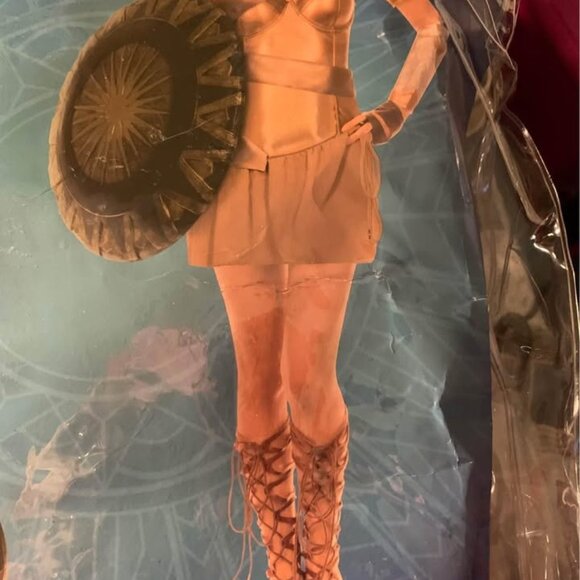ladies size XL 12/14 Wonder Woman Bronze Warrior Costume with Roman Sandals - Picture 5 of 9